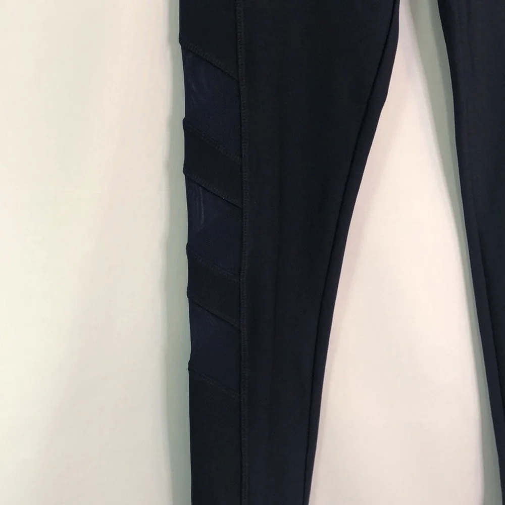 Vogo Athletica Full Length Yoga Exercise Black with Mesh Leggings Size S